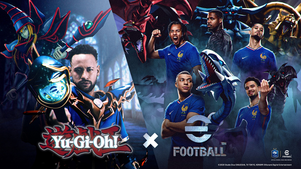 Neymar veste traje especial para a colaboração entre o jogo de cartas Yu-Gi-Oh! e eFootball